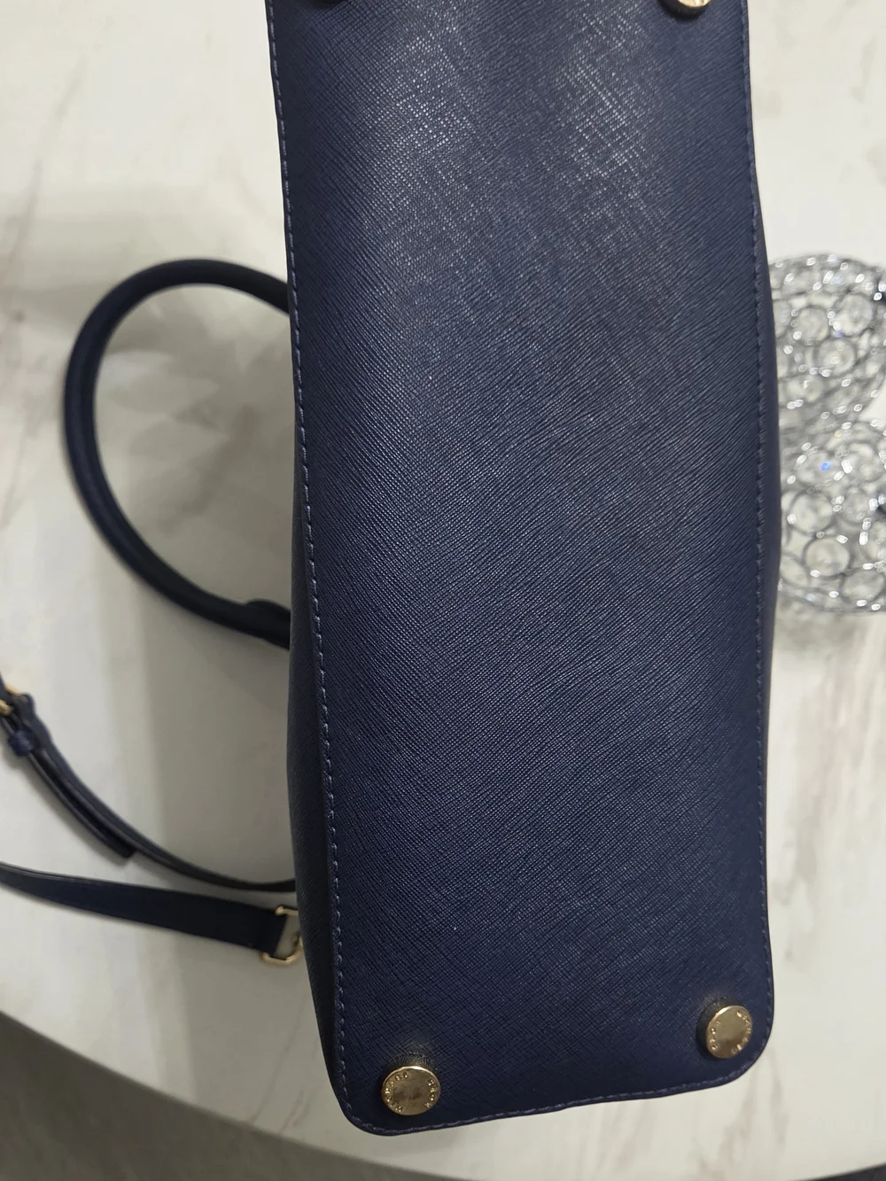 Michael Kors Navy Saffiano Dome Satchel